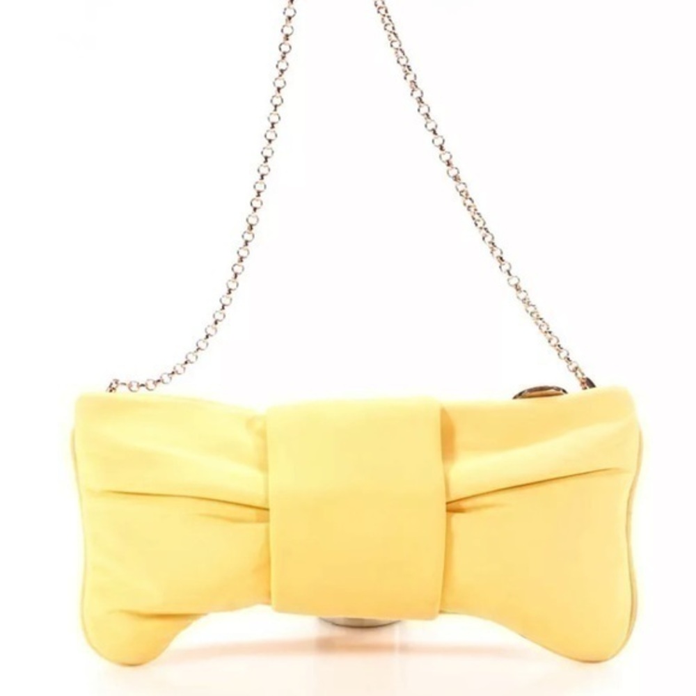 Folli Follie Womens Bow Yellow Clutch Yellow NWT